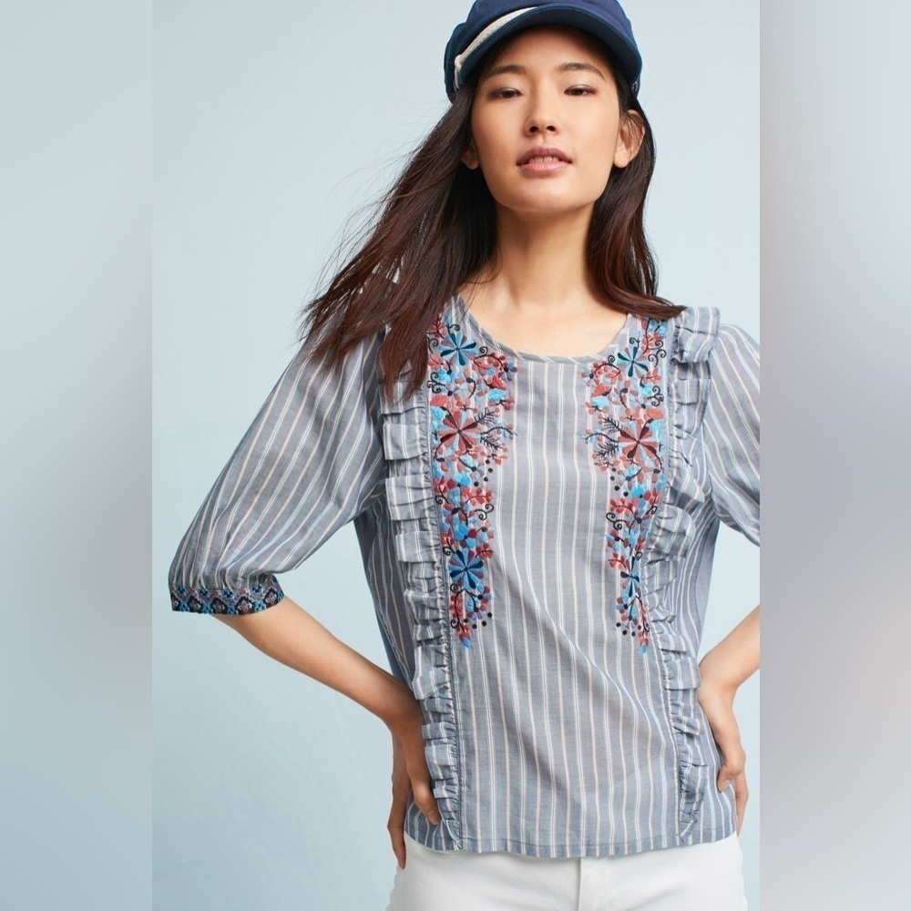 Anthropologie One September Jayden Embroidered Top, Size XS